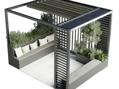 Landscape Furniture with Pergola and Roof-garden 06 Low-poly 3D model