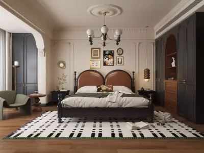 French Style Bedroom Low-poly 3D model