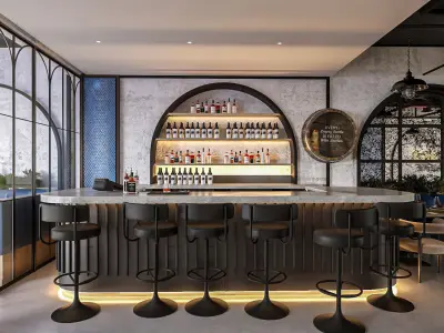 Restaurant and bar interior scene 3d model 3D model