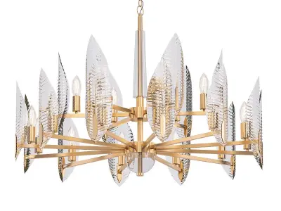 NIBA-B chandelier with gold leaves and clear glass 3D model
