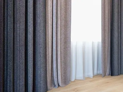 Curtains 40 Curtains with Tulle 3D model