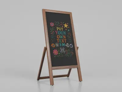 Customizable Double Sided Wooden Chalkboard Sign Low-poly 3D model