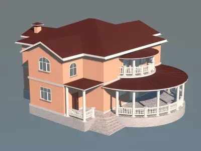 House with porch 3D model