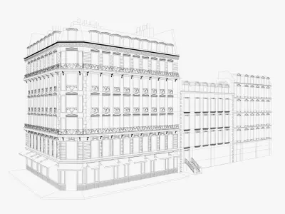 Parisian Buildings Low-poly 3D model