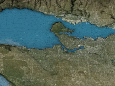 Vancouver - Topography Terrain Low-poly 3D model
