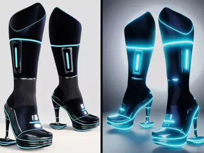 Female Boots Sci-Fi High Tech 3D model