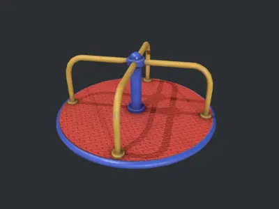 Playground Roundabout - Red Low-poly 3D model