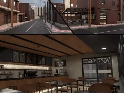 Cafeteria - Coffe Shop - Interior and Exterior 3D model