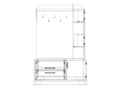 hallway 4 wooden cabinet with drawers and shelves Low-poly 3D model