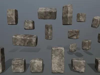 wall stone Low-poly 3D model