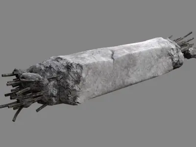Damaged Concrete Column 01 v2 Low-poly 3D model