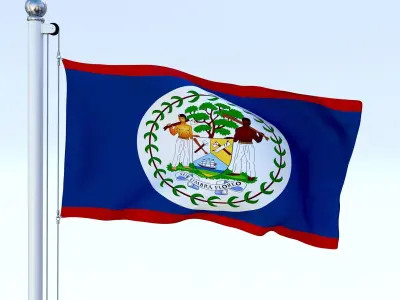 Animated Belize Flag Low-poly 3D model