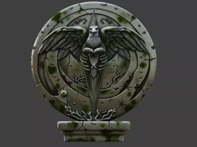 Eagle Stone Emblem Low-poly 3D model