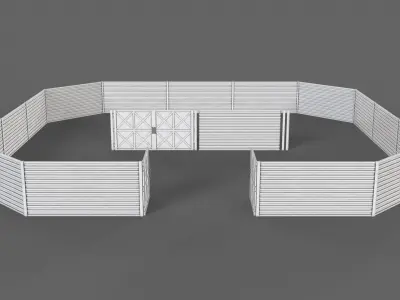 PBR Gate and Fence 1 Low-poly 3D model