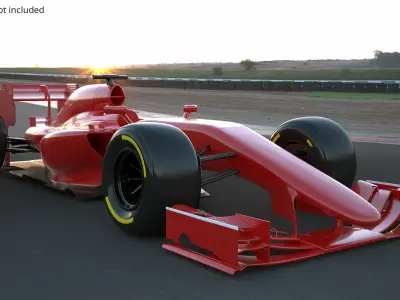  Formula One Racing Car with Rear Wing Red Rigged for Maya 