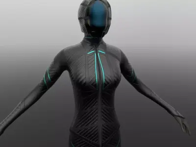Female sci-fi suit low-poly character Low-poly 3D model