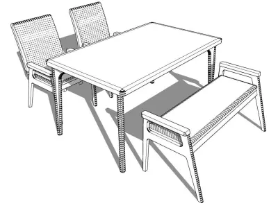 Dining set 4 seat 3D model get