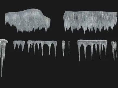 Icicles Pack Low-poly 3D model