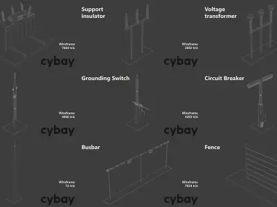 Electrical substation Low-poly 3D model