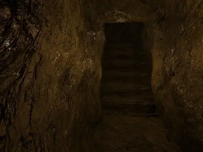 cave with tunnel Low-poly 3D model
