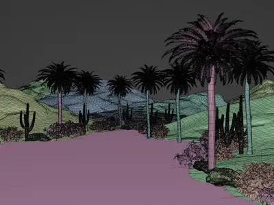 Desert landscape scene made with blender 3D model