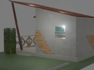 Bungalow House Thailand Low-poly 3D model