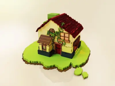 Voxel 3D simple farm house game asset 3D model