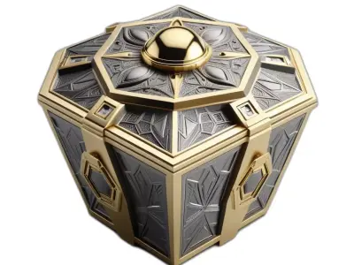 Ornate SciFi Fantasy Treasure Chest Low-poly 3D model