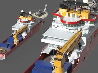  Falkor Too Research Vessel with Transport Helicopter 