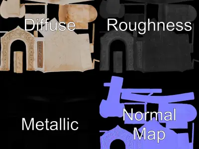 Ornate Niche Model Pack with Decorative Archway Low-poly 3D model