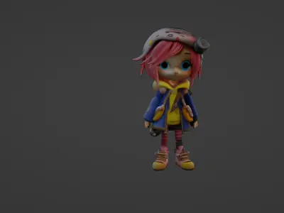  Adventurous Cyberpunk Girl  Stylized 3D Character Model   3D model