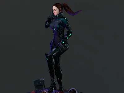 Vicky Female Sci-fi Character Free Rig Low-poly 3D model