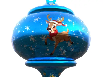 Charming Reindeer Holiday Blue Bauble 3D Subdivision-Ready PBR  Low-poly 3D model