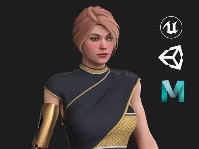 Cyber Girl R35 Pack Low-poly 3D model