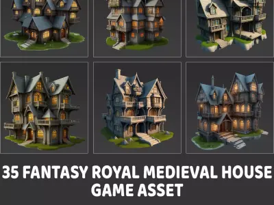 35 Fantasy Royal Medieval House Game Asset Texture