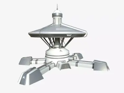 SciFi Facility C02 White Gray - Sci Fi Exterior Design Low-poly 3D model