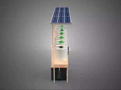 IOT SOLAR ENERGY HYDROPONIC PLANT BUCKET POT GARDEN CULTIVATION 3D model