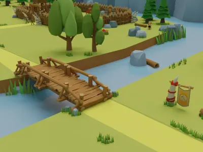 Goblins miner camp - mobile game scene Low-poly 3D model