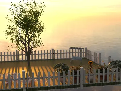 Garden Park Low-poly 3D model
