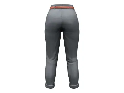 Knot Belt Rolled Legs Elegant Gray Pants Low-poly 3D model