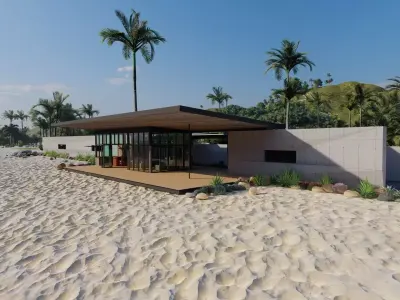 Beach Casa Scene-villa-modern house 3D model shop