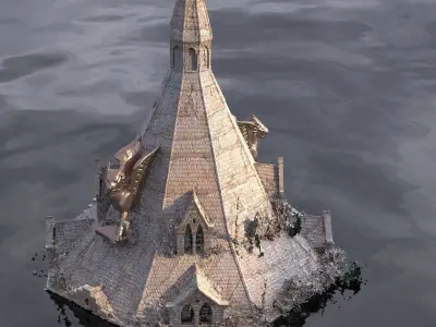 Medieval Lion Tower Overgrown Turret Tower 9  3D model