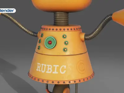 Cartoon Robot Rigged in Blender  Low-poly 3D model
