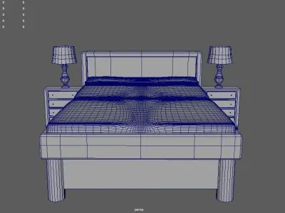 Simple Bed and Room Free low-poly 3D model