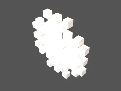 Pixel Snowflake v2 001 Low-poly 3D model