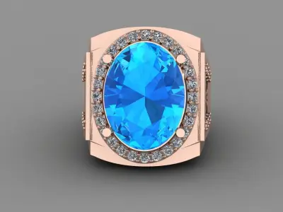 Rose Gold Men Diamond Ring 3D print model 3D print model 6