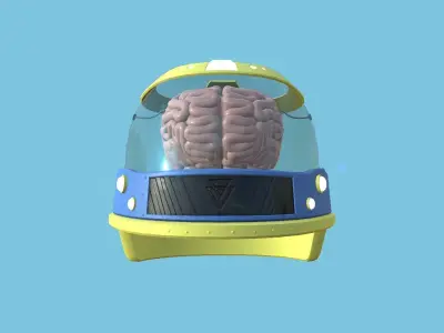 SciFi Brain Helmet 07 Blue Cartoon - Character Design Fashion Low-poly 3D model