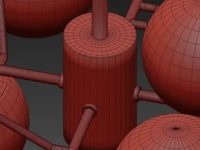 Dalls chandelier with balls hanging from it 3D model