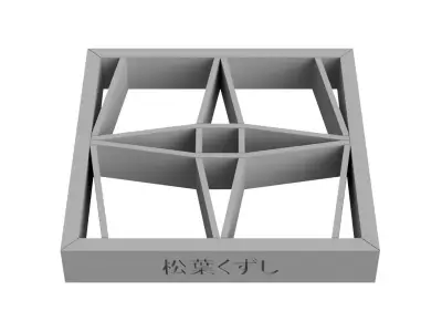 Matsubakuzushi wooden window frame with geometric design 3D print model