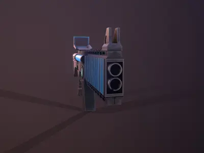 Sci-Fi Blue Knight Riffle  Low-poly 3D model